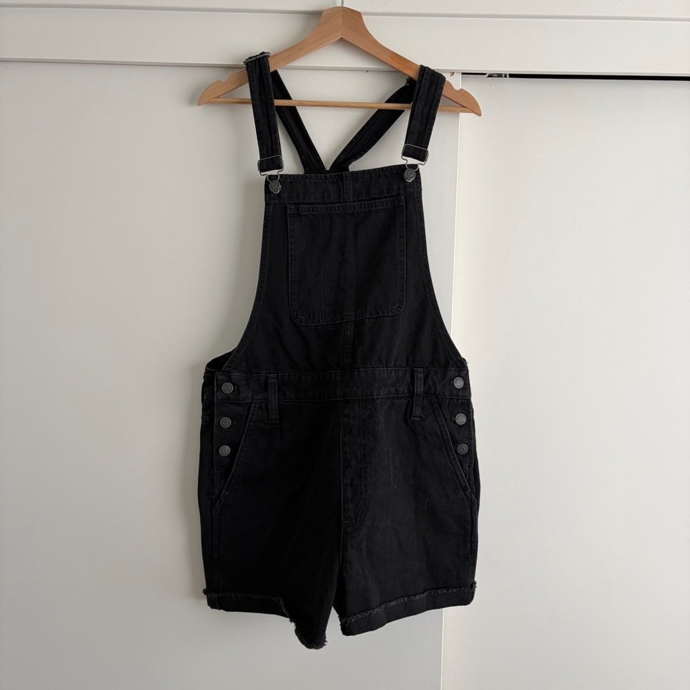NWT Madewell Black Jean overall shorts size Large
